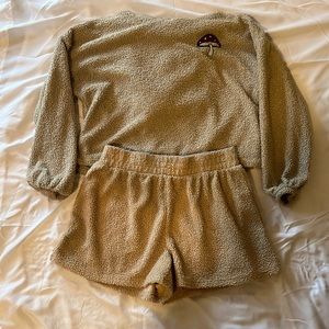 Mushroom Hoodie And Shorts Set